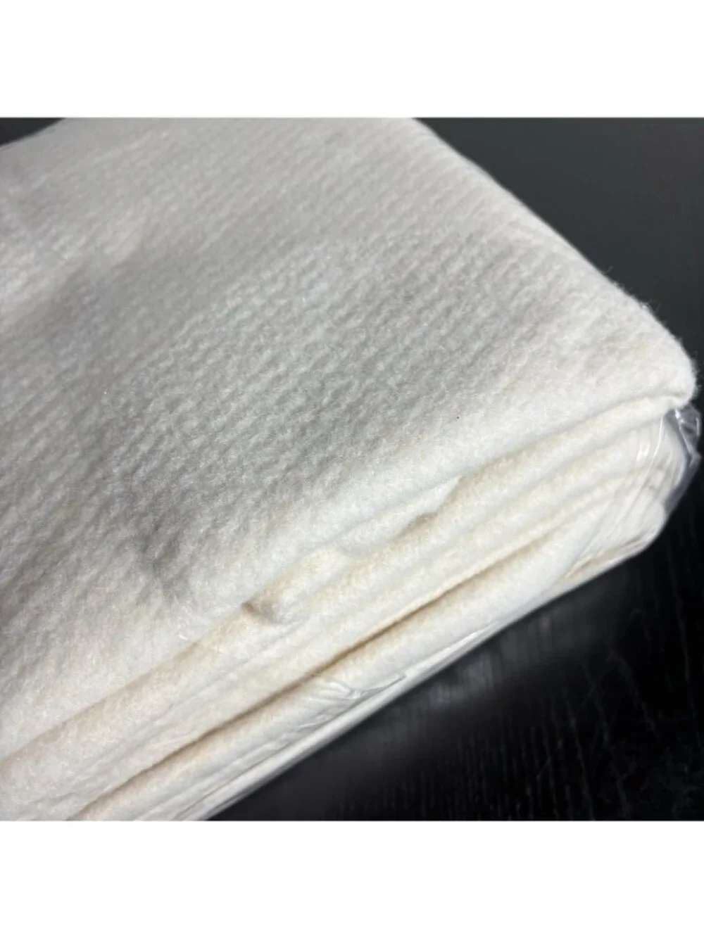 Vintage 80s OWEN Conventional Twin/Full Blanket Ivory/Cream w/Binding NEW